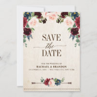 Burgund Navy Floral Boho Country Wedding