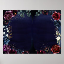 Burgund Navy Hochzeitplakette 40 x 30"