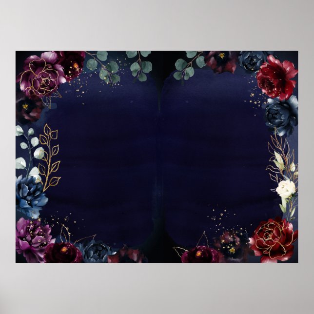 Burgund Navy Hochzeitplakette 40 x 30" Poster (Vorne)