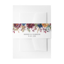 Burgund & Navy Orange Fall Floral 2 Einladungsbanderole