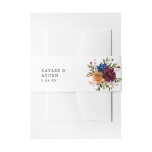 Burgund & Navy Orange Fall Floral Einladungsbanderole
