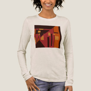 Burgund Orange Gold Schwarz Geometrisches Kunstmot Tri-Blend Shirt