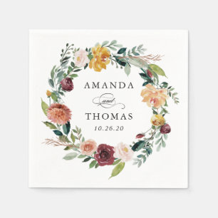 Burgund Orange Herbst Blumenzeremonie Serviette