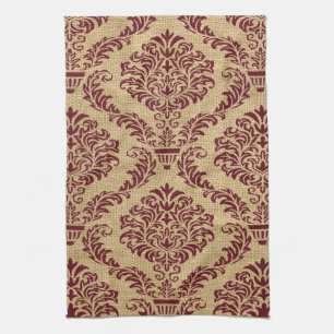 Burgund Pariser Moods Damask Geschirrtuch