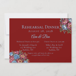 Burgund Peony and Blue Rose Probe Dinner Einladung