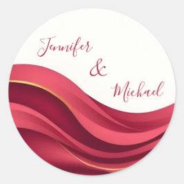 Burgund personalisierte Hochzeit Runder Aufkleber