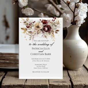 Burgund-Pfingsteine - elegante Hochzeitseinladung Einladung