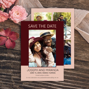 Burgund Pink 4 Foto Hochzeitsstimme Rett Datum Ret Save The Date