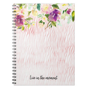 Burgund Pink Aquarell Blumentierdruck Notizblock