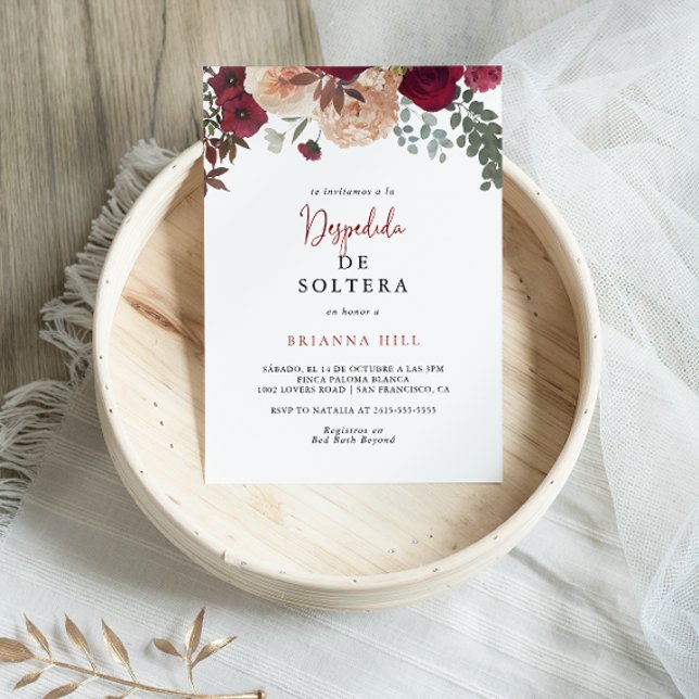 Burgund Pink Blush Spanisches Brautparty Einladung (Von Creator hochgeladen)