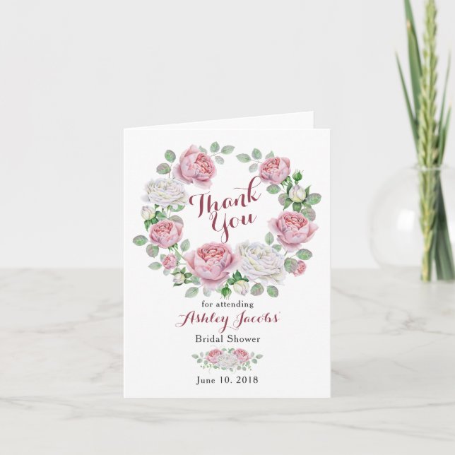 Burgund Pink Country Rose Brautparty Vielen Dank Dankeskarte (Vorderseite)