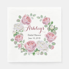 Burgund Pink Country Rose Wreath Brautparty Serviette