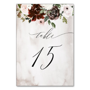 Burgund Pink Rose Wasserfarbe Blumennr. 15 Hochzei Tischnummer