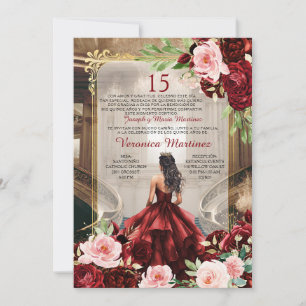 Burgund Princess Palace Kleid Rosa Bläserin 15 Año Einladung