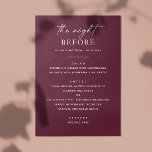 Burgund Probe Dinner | Nacht vor Elegant Menükarte<br><div class="desc">Fügen Sie Ihrem Probe-Dinner eine Touch klassischer Eleganz hinzu. Dieses minimalistische Rotweinlayout wurde für "The Night Before" Ihre Hochzeit konzipiert und zeichnet sich durch eine reiche Farbgebung und eine saubere Typografie aus. Der tiefe Bordeaux- und Pflaumenton ist besonders für Herbst- oder Winterfeiern geeignet. Persönlich gestalten Sie Ihre Abendkurse und Ihre...</div>