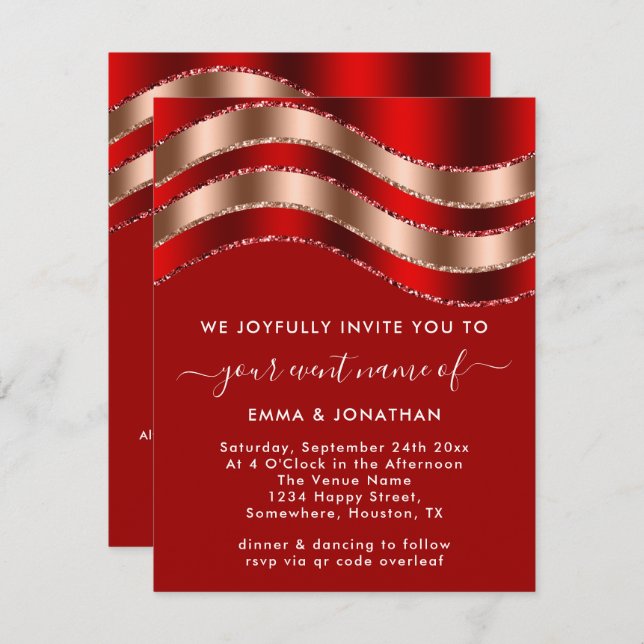 Burgund QR Code Rose Hochzeit Brautparty Red (Vorne/Hinten)