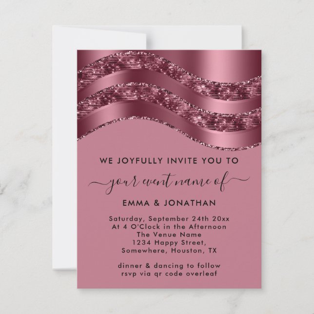 Burgund QR Code Rose Wedding Bridal Pink (Vorderseite)