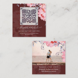Burgund QR SCANNING CODE Wedding Website FOTO Mitteilungskarte