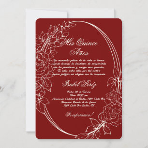 Burgund Rahmen Spanisch Quinceanera Einladung