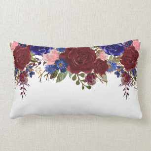 Burgund Red Blue Navy Rose Blume Wasserfall Drop Lendenkissen