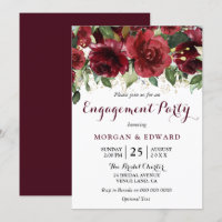 Burgund Red Blume Gold Glitzer Engagement Party