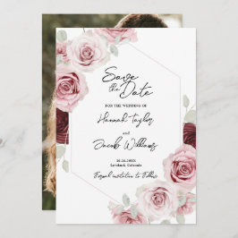 Burgund Red Blush Pink Foto Hochzeit Save The Date