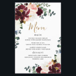 Burgund Red Blush Pink Gold Wedding Menu Cards<br><div class="desc">Das Design besteht aus Pfannkuchen,  Magnolien,  Hydrangea,  Rose,  schottischer Dickicht und mehr in Bordeaux-Tönen,  verschiedenen Rot-,  Rosa- und Marineblau-Varianten (Dicken). Im Design finden Sie auch vergoldete Blätter und zahlreiche Grünpflanzen wie Eukalyptus-Blätter oder Zweige.</div>