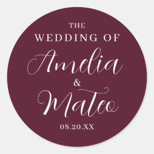 Burgund Red Calligraphy Wedding Umschlag Aufkleber