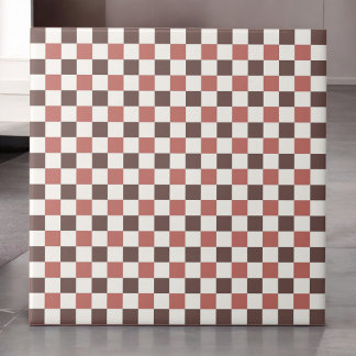 Burgund Red Checkered Pattern Retro Minimalistisch Fliese