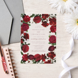 Burgund Red Floral Watercolor Rose Hochzeit