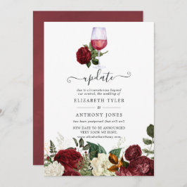 Burgund Red Floral Wine Degustation Hochzeit Updat Einladung