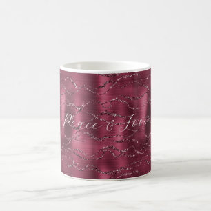 Burgund Red Glitzy Glitzer Streifen Kaffeetasse