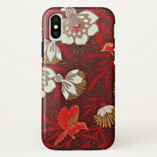 Burgund Red Gold Bird Blume Glitzer Case-Mate iPhone Hülle