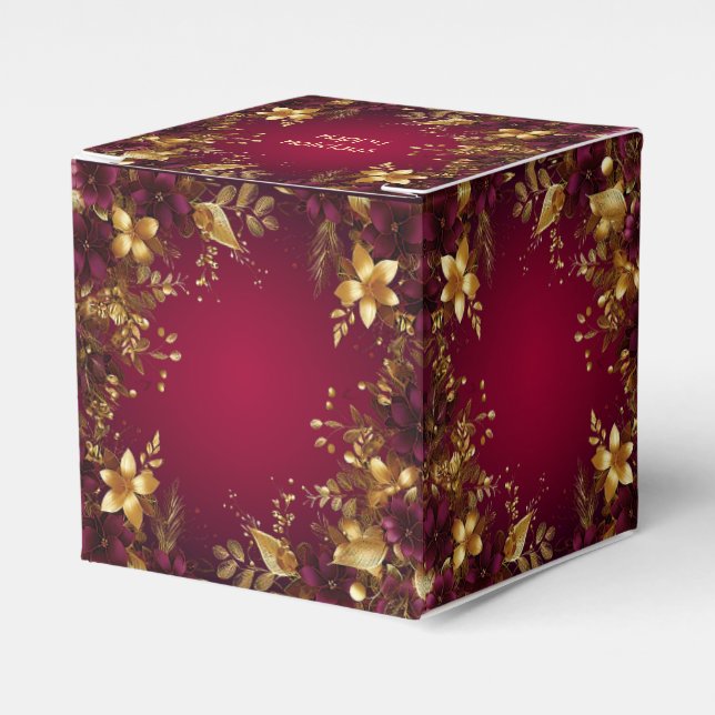 Burgund Red Gold Blume Geschenkboxen Geschenkschachtel (Vorderseite)