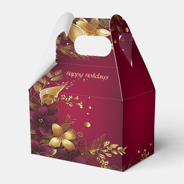 Burgund Red Gold Blume Geschenkboxen Geschenkschachtel (Vorderseite)