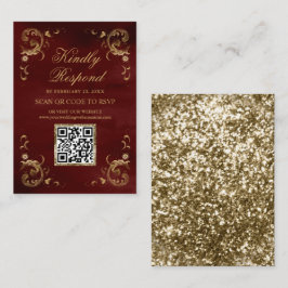 Burgund Red Gold QR Code UAWG Wedding Website Begleitkarte