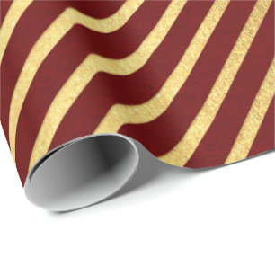 Burgund Red Maroon Gold Streifen Lines Lux Geschenkpapier