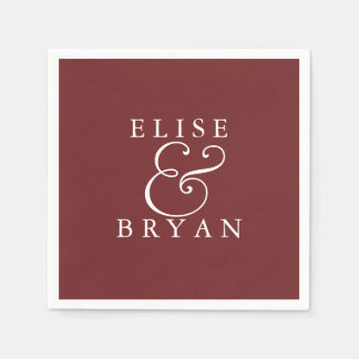 Burgund Red Simple Modern Elegante Wedding Napkin Serviette