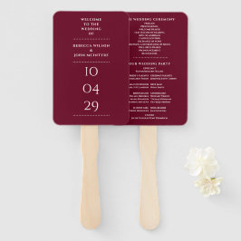 Burgund Red Special Date Wedding Programm Fächer