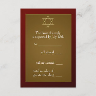 Burgund Red Star von David Bar Mitzvah UAWG RSVP Karte
