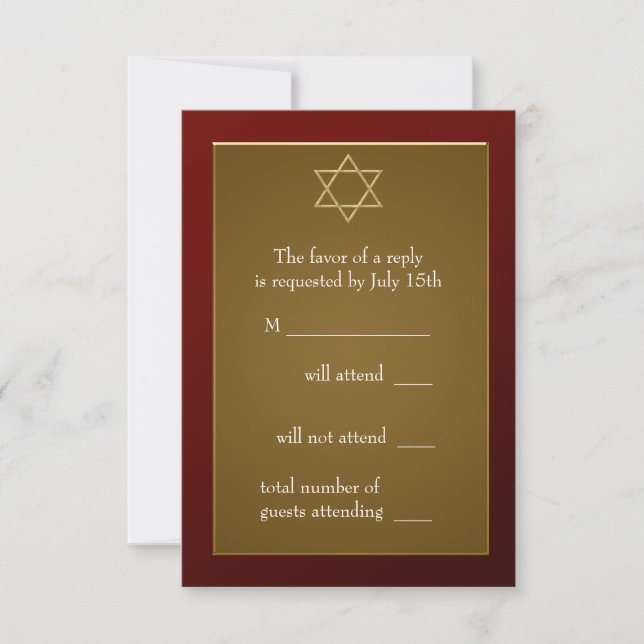 Burgund Red Star von David Bar Mitzvah UAWG RSVP Karte (Vorderseite)