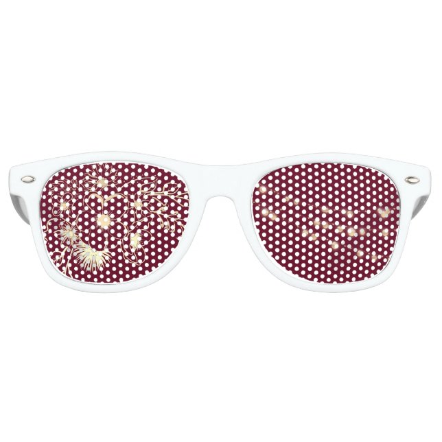 Burgund Red Wedding Party Retro Sonnenbrille (Vorderseite)