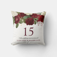 Burgund Red White Rose 15. Hochzeitstag