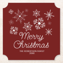 Burgund Red White Snowflakes Weihnachts-Party