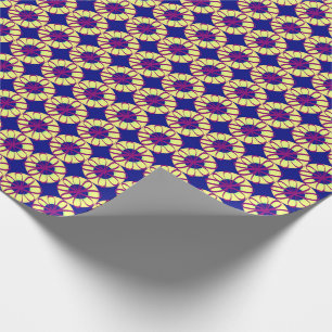 Burgund Ribbon Blume auf Lemon Donuts Blue Geschenkpapier