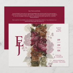 Burgund-Roland-Hochzeitsmonogramm TLW26 Save The Date