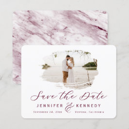 Burgund Romantischer Rahmen mit Foto Save The Date