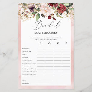 Burgund Rosa Blütenblüte Bridal Scattergories