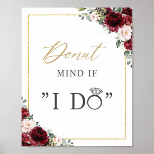 Burgund Rosa Blütenpinsel florale Donut Geist, wen Poster