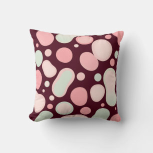 Burgund-Rosa-Mint-Organische Blob-Muster-Abstrakt Kissen